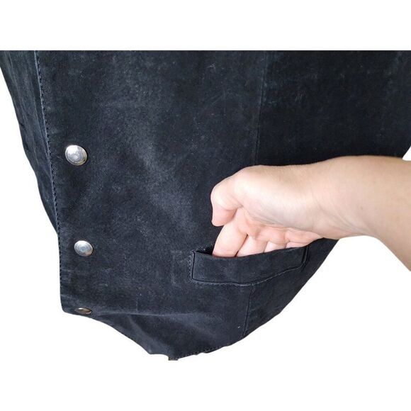 Vintage 90s Leather Suede Vest Mens Size L Black - Picture 6 of 8